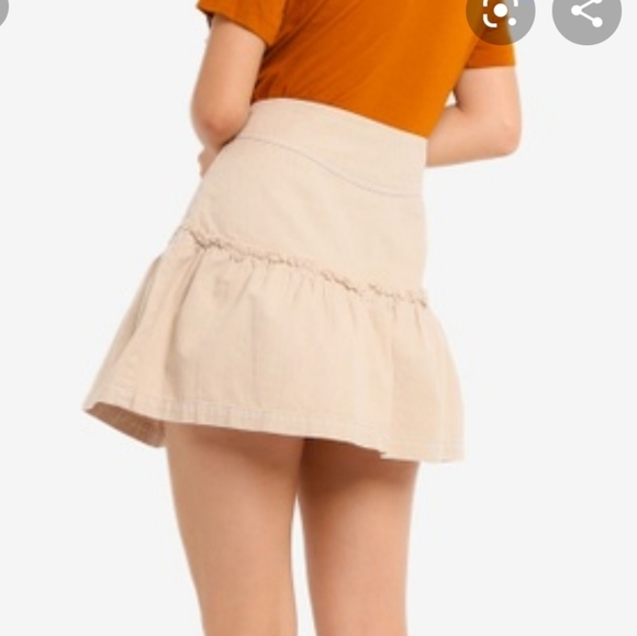 FREE PEOPLE Khaki Tie Front Mini Skirt - Picture 2 of 4